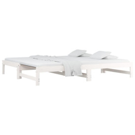 Pull-out Day Bed White 2x(80x200) cm Solid Wood Pine - thumbnail 3