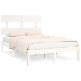 Bed Frame White Solid Wood 150x200 cm King Size - thumbnail 2