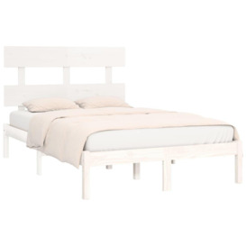 Bed Frame White Solid Wood 150x200 cm King Size - thumbnail 3