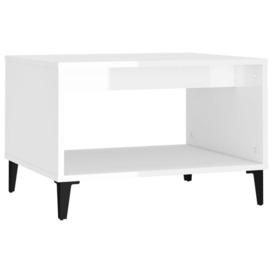 Coffee Table High Gloss White 60x50x40 cm Engineered Wood - thumbnail 2