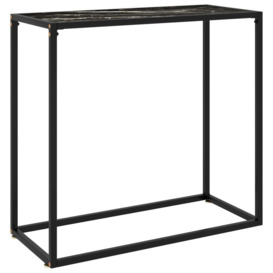 Console Table Black 80x35x75 cm Tempered Glass - thumbnail 1