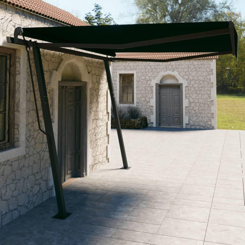 Manual Retractable Awning with Posts 4x3 m Anthracite - image 1
