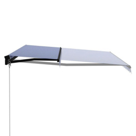 Manual Retractable Awning with LED 450x300 cm Blue and White - thumbnail 3