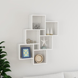 Wall Cube Shelf High Gloss White 78x15x93 cm Engineered Wood - thumbnail 1
