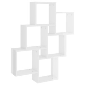 Wall Cube Shelf High Gloss White 78x15x93 cm Engineered Wood - thumbnail 2