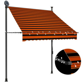 Manual Retractable Awning with LED 150 cm Orange and Brown - thumbnail 1