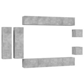 8 Piece TV Cabinet Set Concrete Grey Engineered Wood - thumbnail 2