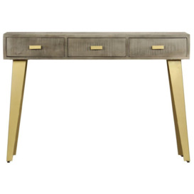 Console Table Solid Mango Wood Grey with Brass 110x35x76 cm - thumbnail 2
