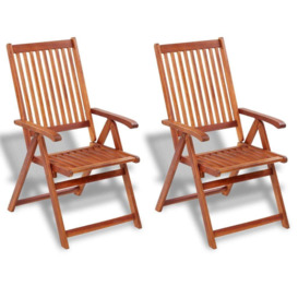 Folding Garden Chairs 2 pcs Solid Acacia Wood Brown - thumbnail 1