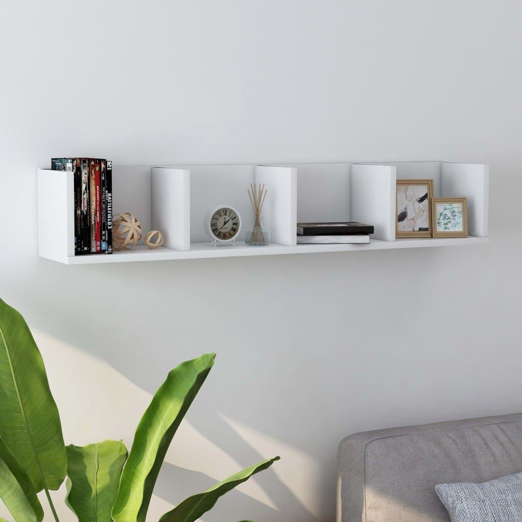 CD Wall Shelf White 100x18x18 cm Engineered Wood - image 1