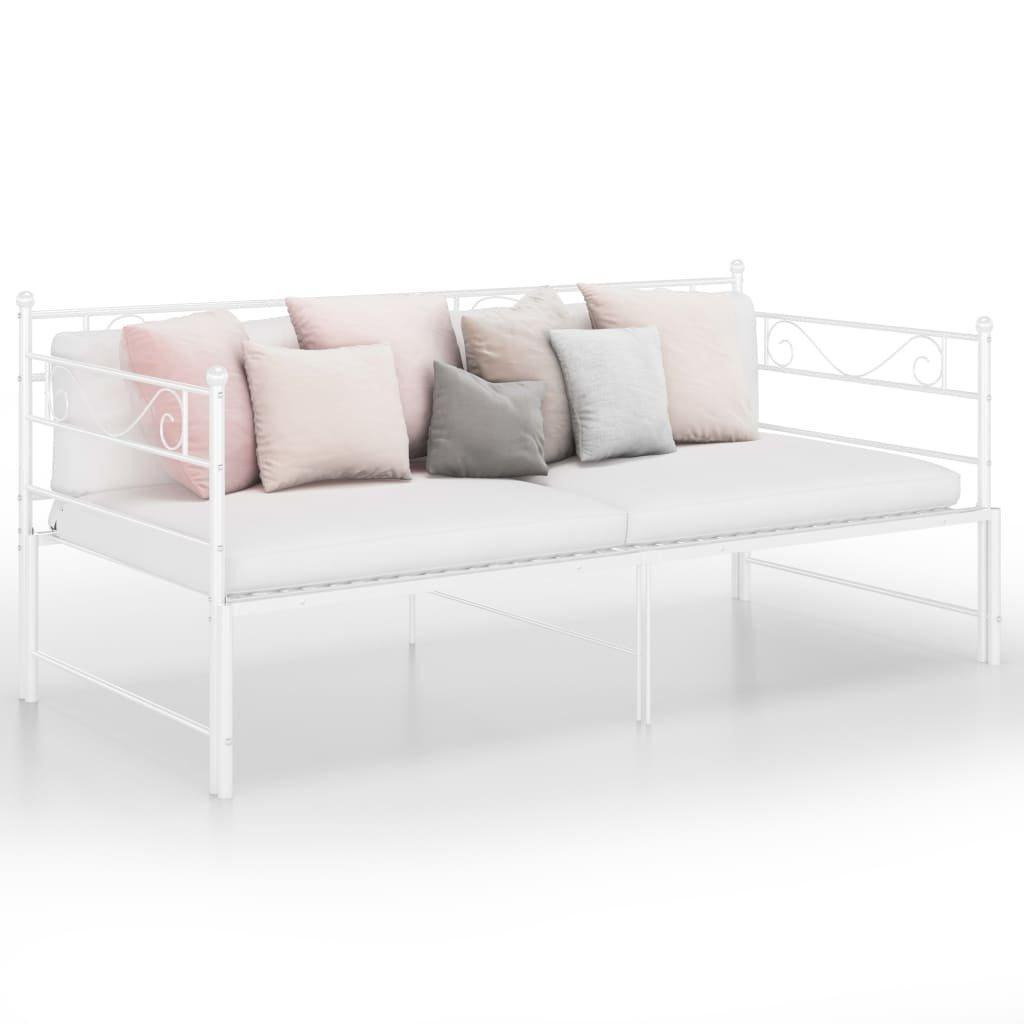Pull-out Sofa Bed Frame White Metal 90x200 cm - image 1