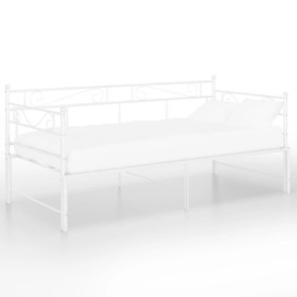Pull-out Sofa Bed Frame White Metal 90x200 cm - thumbnail 2