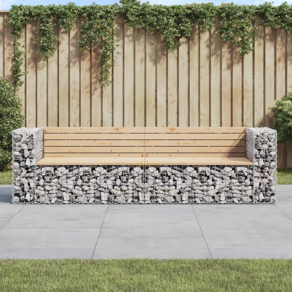 Garden Bench Gabion Design 244x71x65.5 cm Solid Wood Pine - image 1