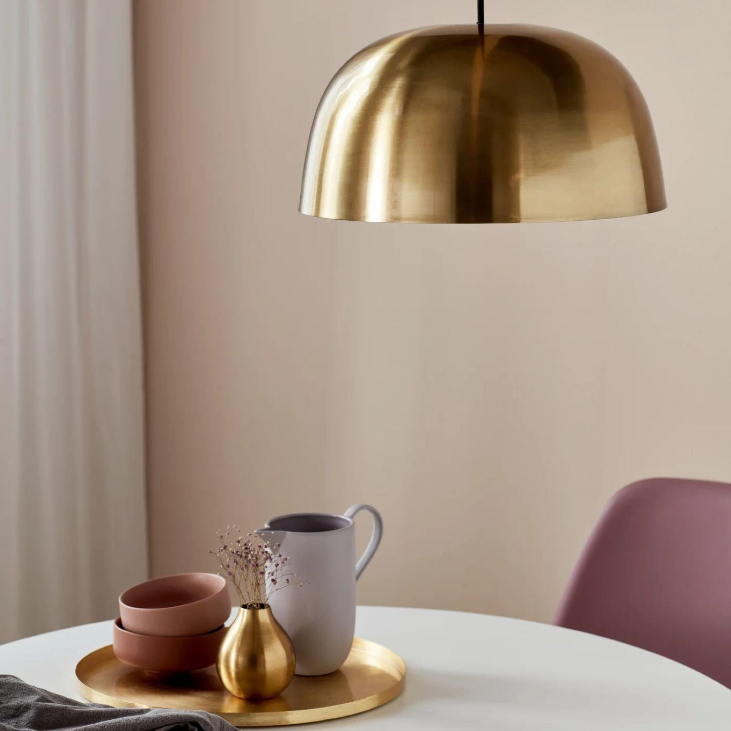 Cera Indoor Living Dining Metal Pendant Ceiling Light in Brass (Diam) 21.5cm - image 1