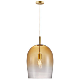 Uma 30 Indoor Living Dining Glass Pendant Ceiling Light in Amber (Diam) 29cm - thumbnail 2