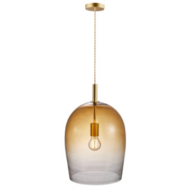Uma 30 Indoor Living Dining Glass Pendant Ceiling Light in Amber (Diam) 29cm - thumbnail 3