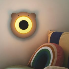 Bruna Bear Indoor Kids Wall Light in Brown (Height) 25cm - thumbnail 1