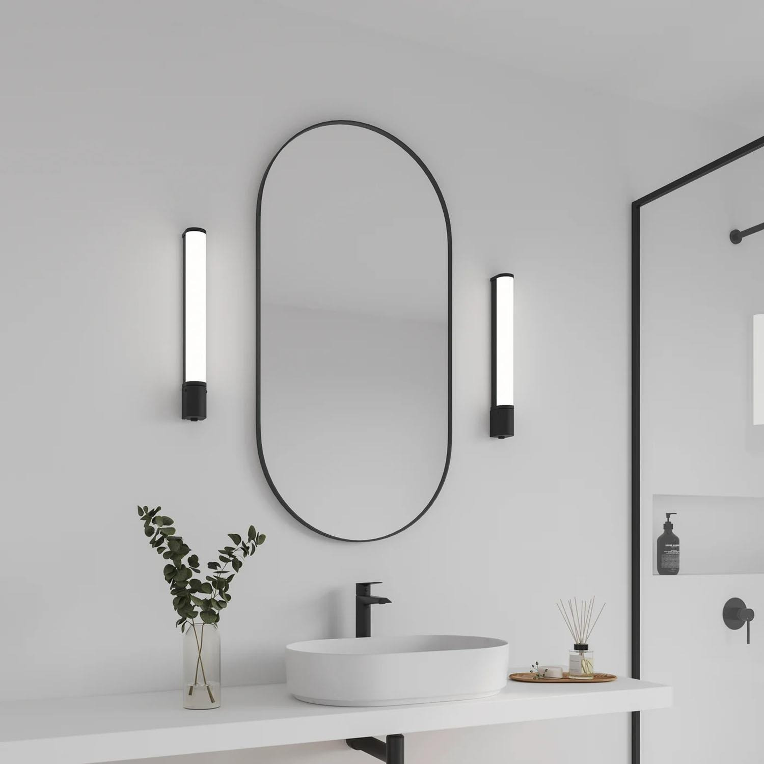 Malaika 49 Indoor Bathroom Wall Light in Black (Height) 7cm - image 1