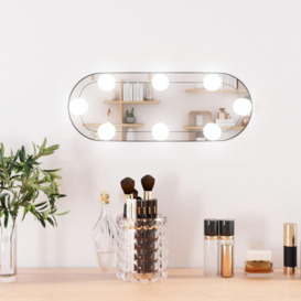 Wall Mirror with LED Lights 15x40 cm Glass Oval