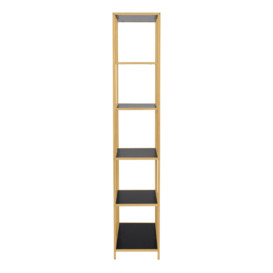 Seaford Tall Gold Metal Bookcase with 5 Black Shelves - thumbnail 3