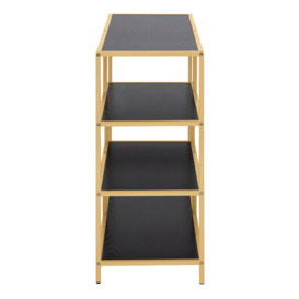 Seaford Wide Gold Metal Bookcase with 4 Black Shelves - thumbnail 3