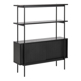 Angus Small Bookcase with 2 Sliding Doors in Black