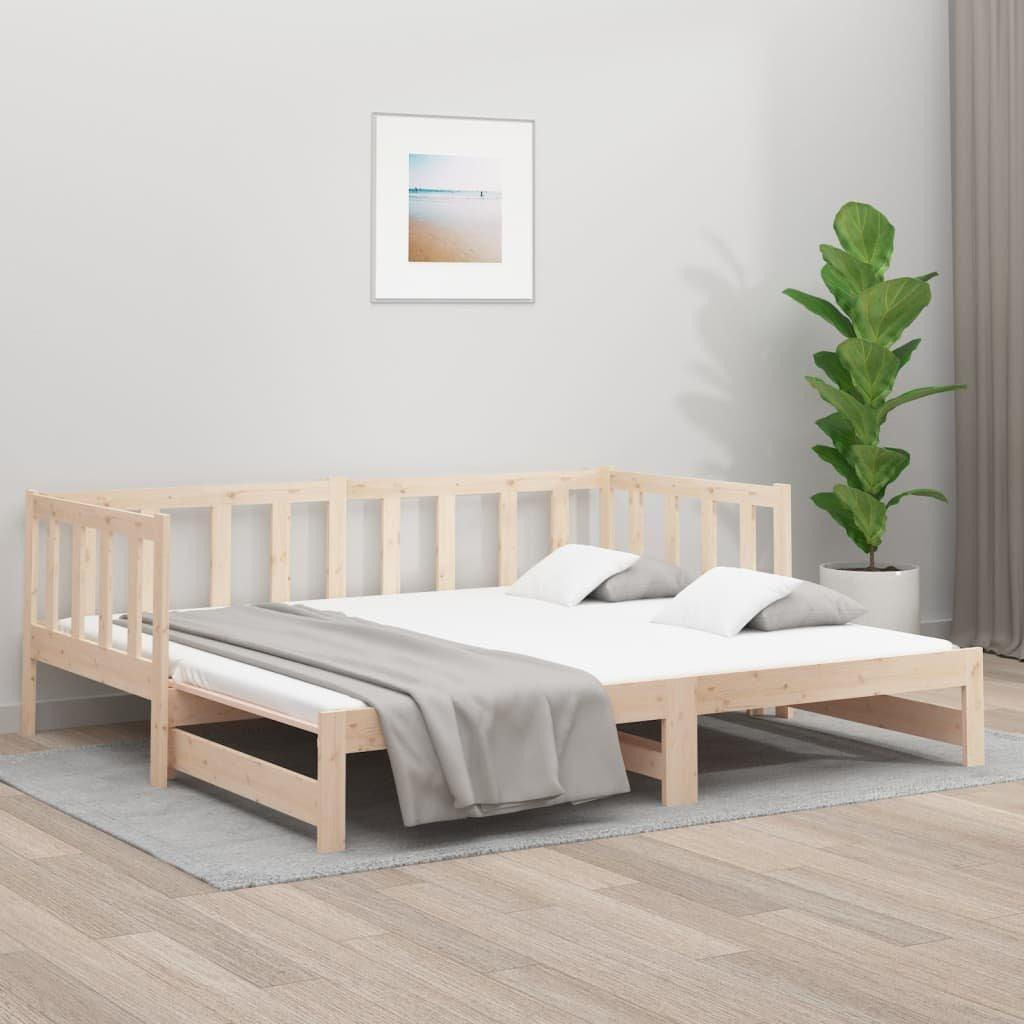 Pull-out Day Bed 2x(90x190) cm Solid Wood Pine - image 1