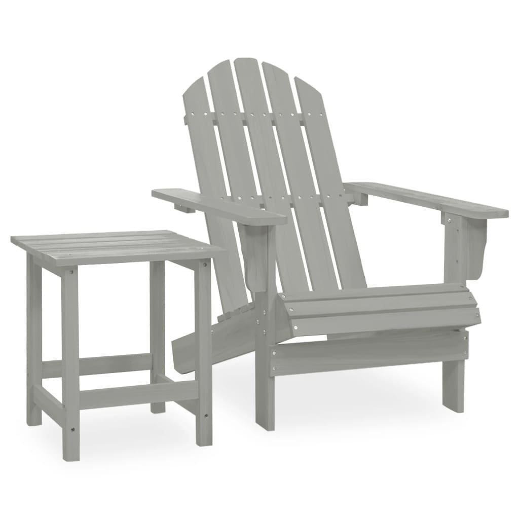 Garden Adirondack Chair with Table Solid Fir Wood Grey - image 1