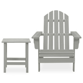 Garden Adirondack Chair with Table Solid Fir Wood Grey - thumbnail 3
