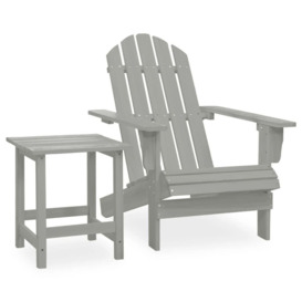 Garden Adirondack Chair with Table Solid Fir Wood Grey - thumbnail 1