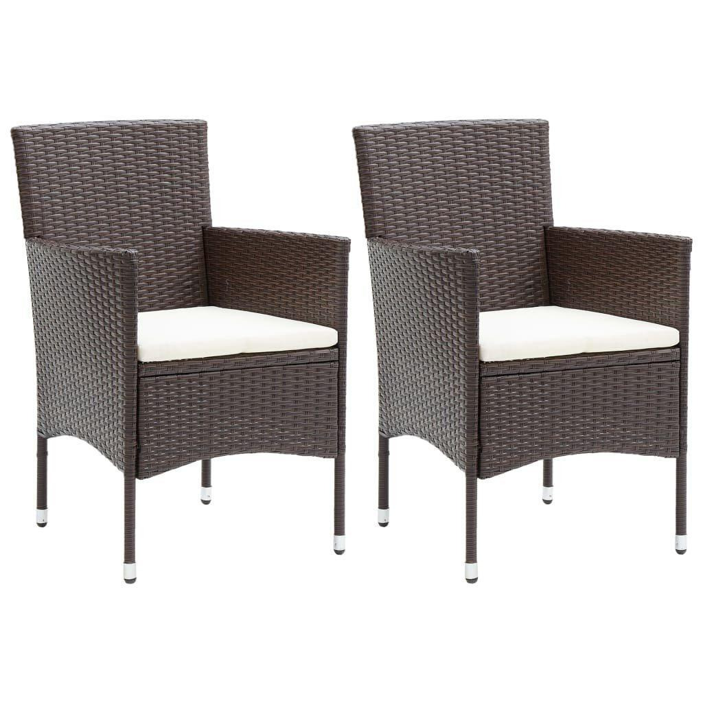 Garden Dining Chairs 2 pcs Poly Rattan Brown - image 1