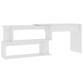 Corner Desk White 200x50x76 cm Engineered Wood - thumbnail 2