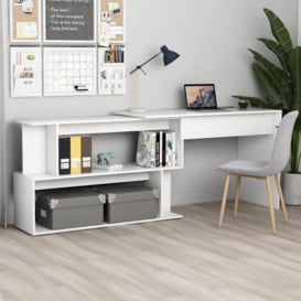 Corner Desk White 200x50x76 cm Engineered Wood - thumbnail 1