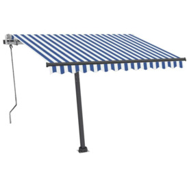 Manual Retractable Awning with LED 350x250 cm Blue and White - thumbnail 3
