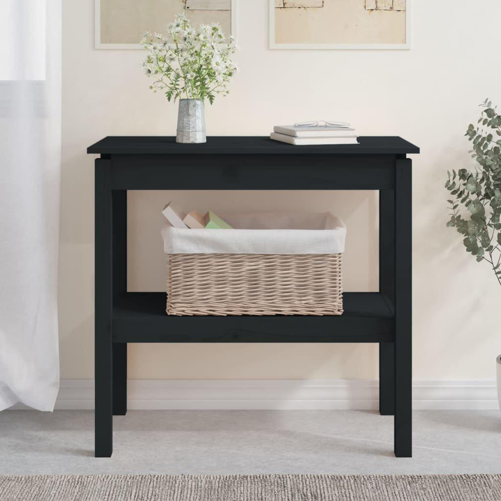 Console Table Black 80x40x75 cm Solid Wood Pine - image 1