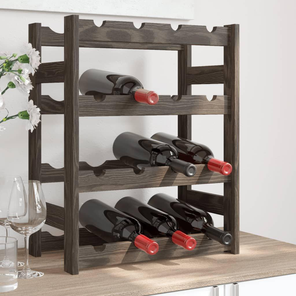 Wine Rack for 16 Bottles Grey Solid Wood Pine - image 1