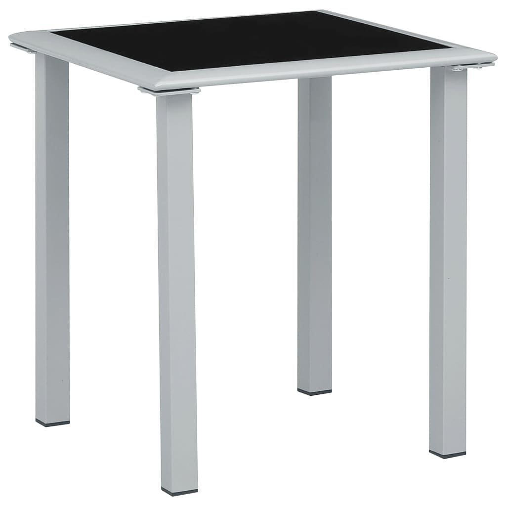Garden Table Black and Silver 41x41x45 cm Steel and Glass - image 1