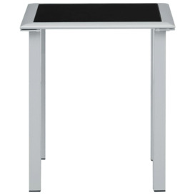 Garden Table Black and Silver 41x41x45 cm Steel and Glass - thumbnail 2