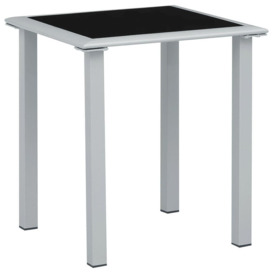 Garden Table Black and Silver 41x41x45 cm Steel and Glass - thumbnail 1