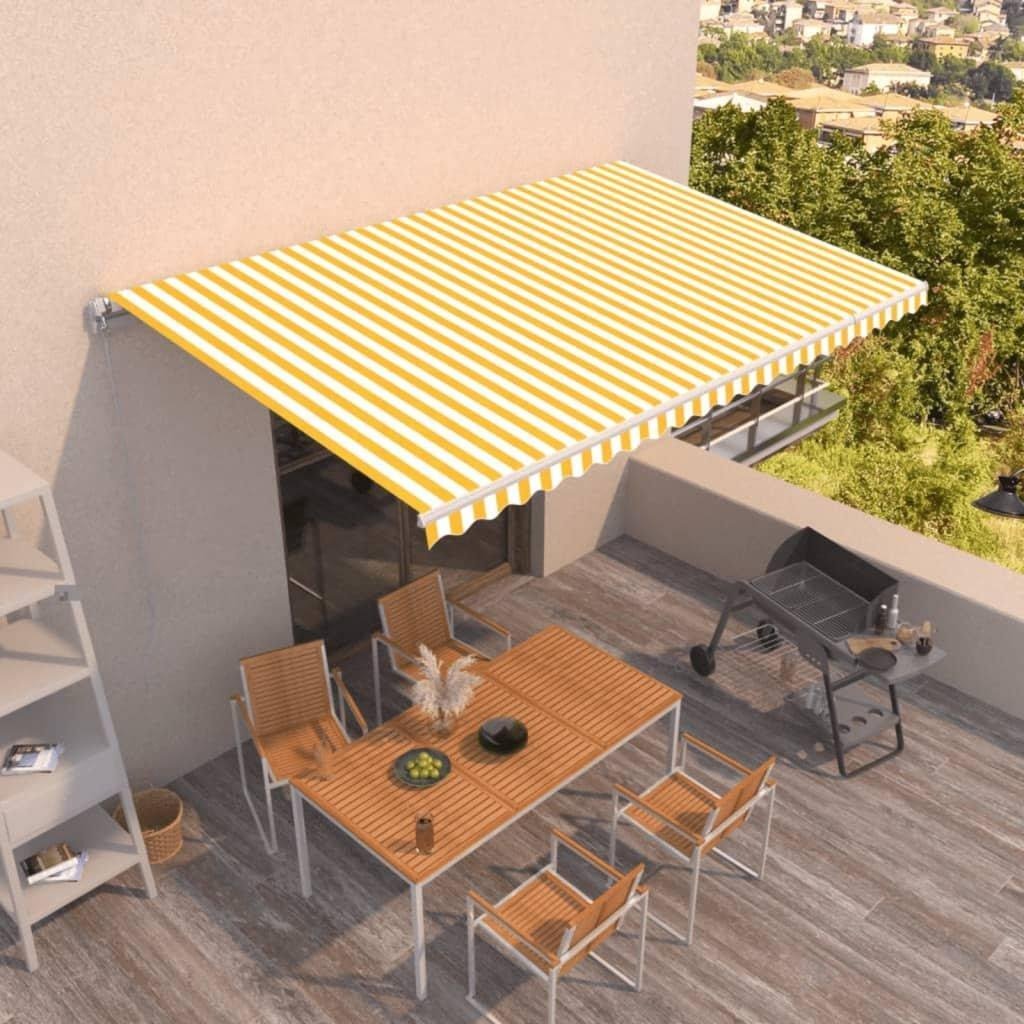 Manual Retractable Awning 500x350 cm Yellow and White - image 1
