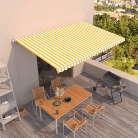 Manual Retractable Awning 500x350 cm Yellow and White - thumbnail 1