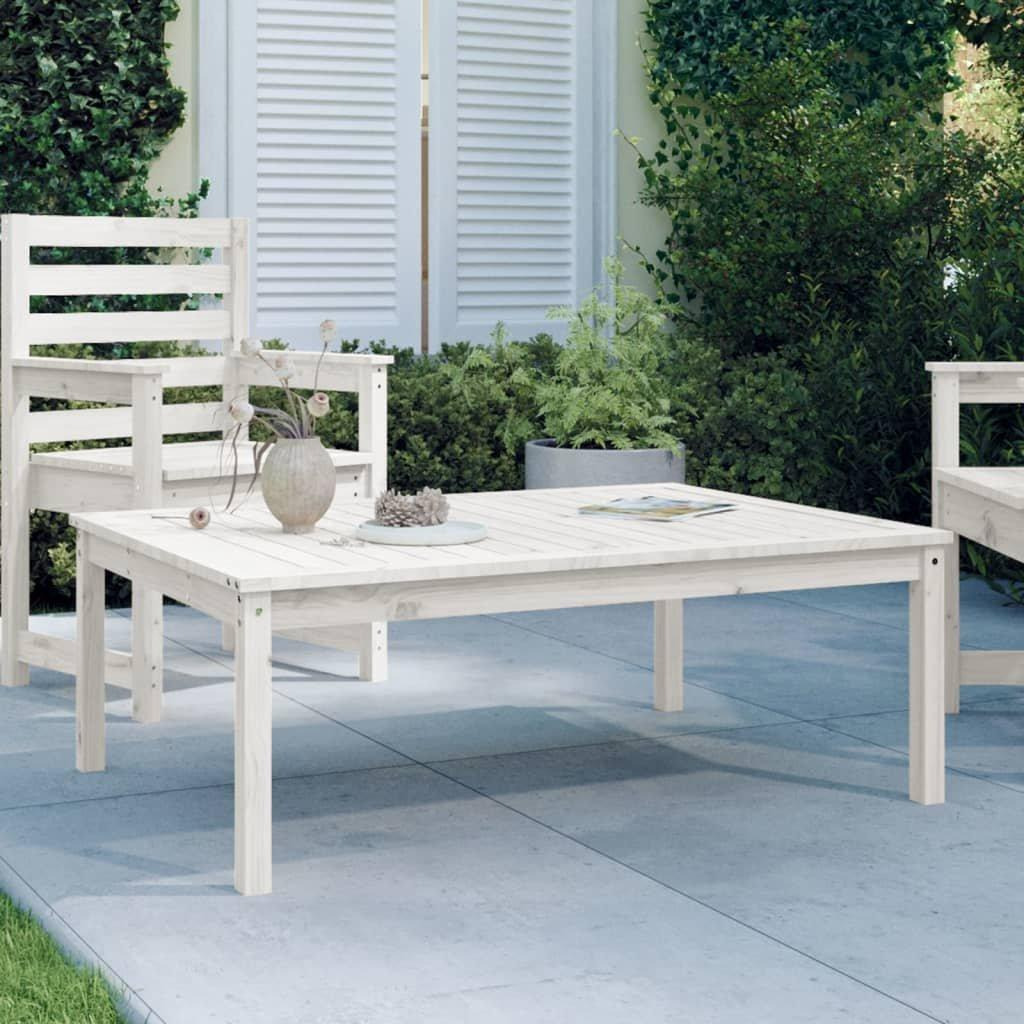 Garden Table White 121x82.5x45 cm Solid Wood Pine - image 1