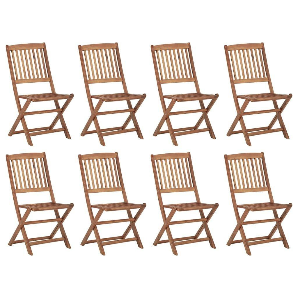 Folding Outdoor Chairs 8 pcs Solid Acacia Wood - image 1