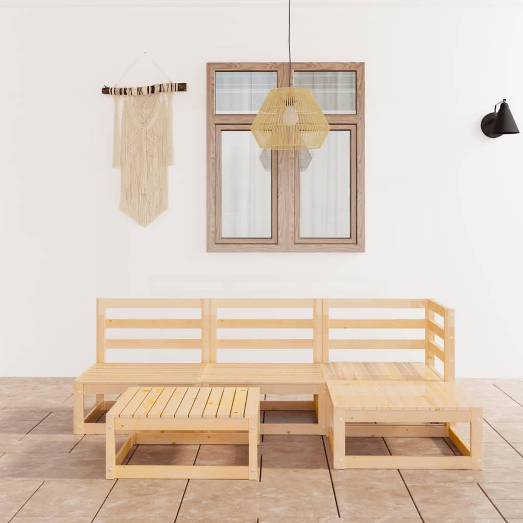 5 Piece Garden Lounge Set Solid Wood Pine - image 1