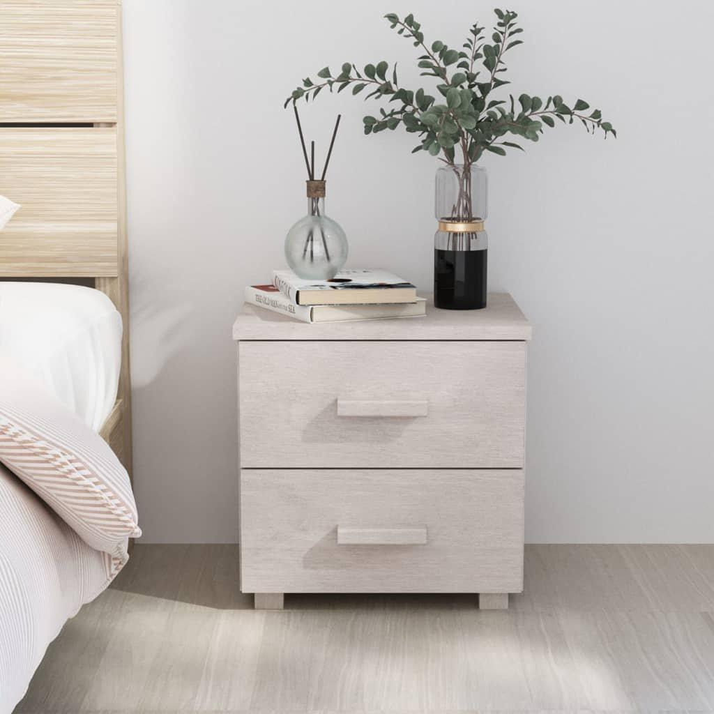Bedside Cabinet HAMAR White 40x35x44.5 cm Solid Pinewood - image 1