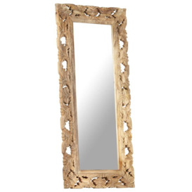 Hand Carved Mirror Brown 110x50 cm Solid Mango Wood - thumbnail 3