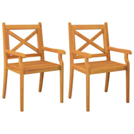 Outdoor Dining Chairs 2 pcs Solid Wood Acacia - thumbnail 2