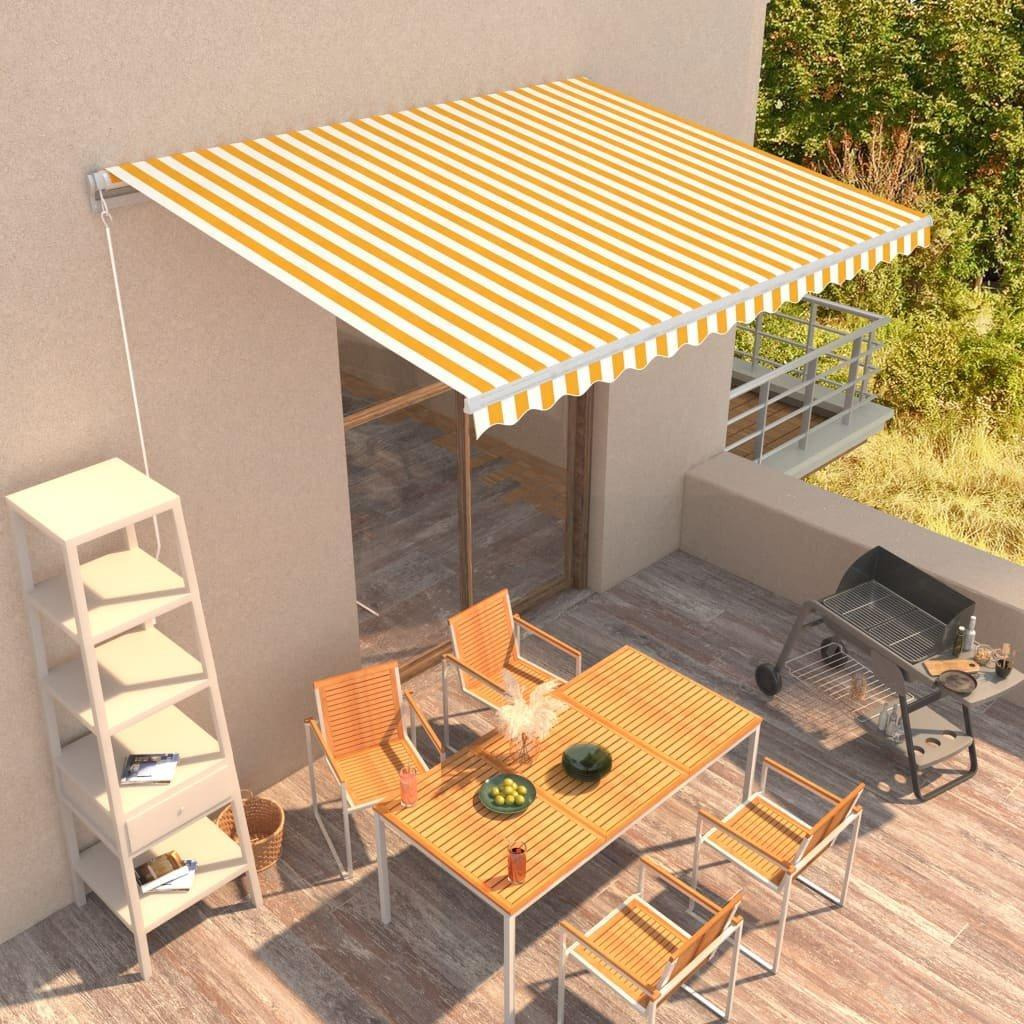 Manual Retractable Awning 400x300 cm Yellow and White - image 1