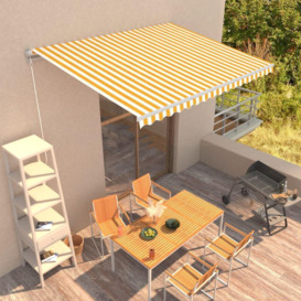 Manual Retractable Awning 400x300 cm Yellow and White - thumbnail 1