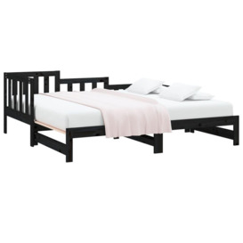 Pull-out Day Bed Black 2x(80x200) cm Solid Wood Pine - thumbnail 3